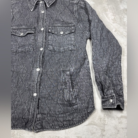 NWOT Blank NYC Quilted Acid Wash Faded Black Button Front Chore Coat Jacket M - Picture 5 of 14
